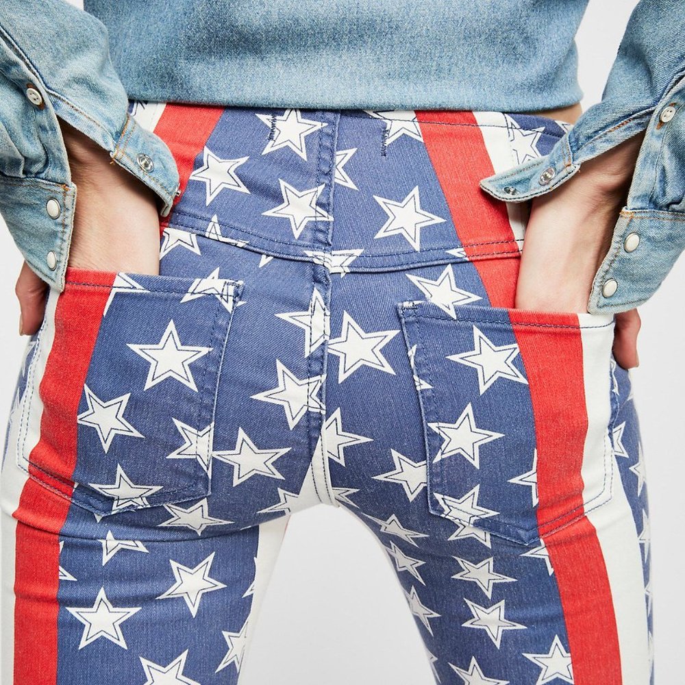FREE PEOPLE Penny Stars & Stripes Jeans LAST PAIR! - Picture 2 of 10